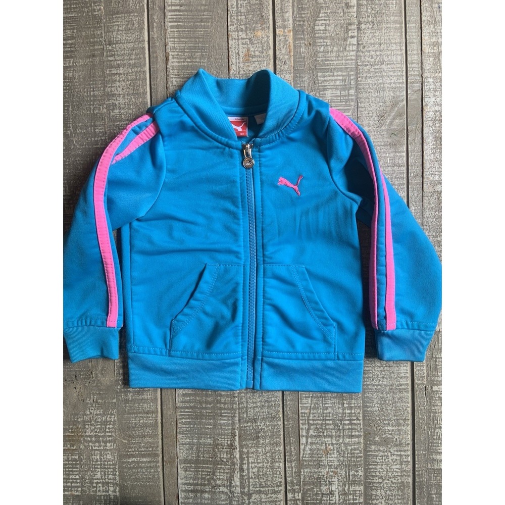 Puma‎ Blue with Pink Puma Zip-up Jacket Size 18 Months Toddler Lightweight